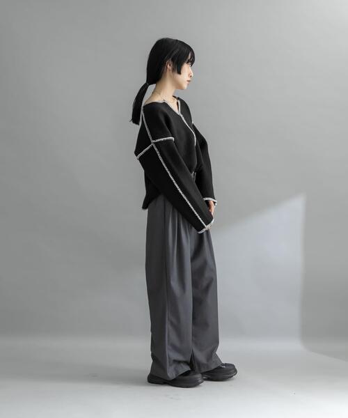 KBF（ケイビーエフ）の「『WEB/一部店舗限定』カラーハンドステッチ2WAYニット（ニット/セーター・レディース・ネイビー/ブラック/アイボリー・ONE）」の20枚目の写真