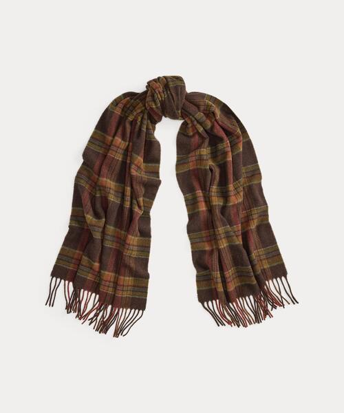 新品♪ポロラルフローレン マフラー チェック ホースマーク ウール フリンジ 新品♪ポロラルフローレン マフラー チェック ホースマーク