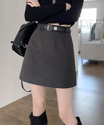 Aラインのアンシン ウール ミニスカート