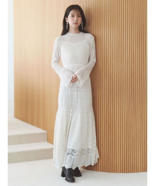 MERCURYDUO(マーキュリーデュオ)の「モヘヤニットスカシアミワンピース(ワンピース・レディース・オフホワイト/ブルー/レッド・SMALL/MEDIUM)」の13枚目の写真