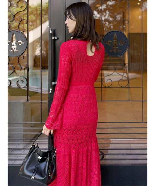 MERCURYDUO(マーキュリーデュオ)の「モヘヤニットスカシアミワンピース(ワンピース・レディース・オフホワイト/ブルー/レッド・SMALL/MEDIUM)」の14枚目の写真