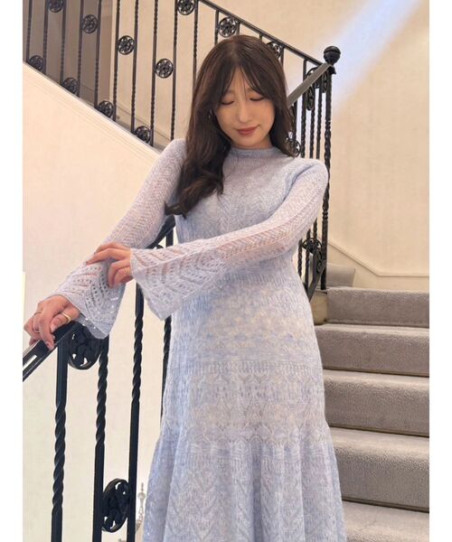 MERCURYDUO(マーキュリーデュオ)の「モヘヤニットスカシアミワンピース(ワンピース・レディース・オフホワイト/ブルー/レッド・SMALL/MEDIUM)」の19枚目の写真