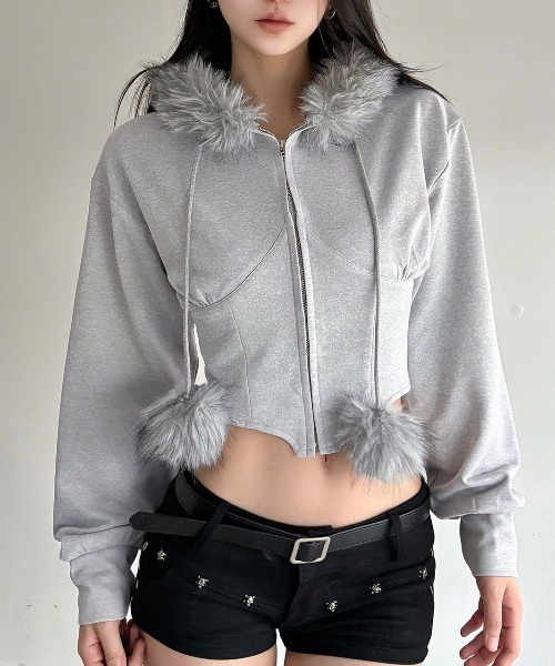 almo（アルモ）の「【LAMPOON】コルセットジップパーカー（パーカー・レディース・グレー・SMALL/MEDIUM/LARGE）」の4枚目の写真