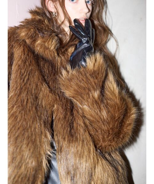 MURUA(ムルーア)の「フェイクファーラインジャガードコート(ステンカラーコート・レディース・その他/グレー/ブラウン・FREE)」の10枚目の写真