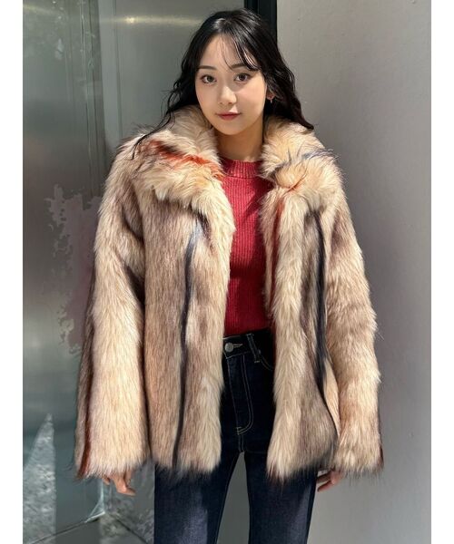 MURUA(ムルーア)の「フェイクファーラインジャガードコート(ステンカラーコート・レディース・その他/グレー/ブラウン・FREE)」の16枚目の写真