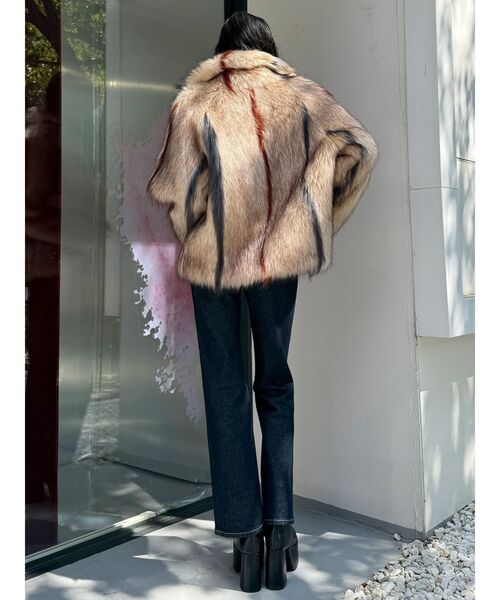 セール】フェイクファーラインジャガードコート（ステンカラーコート