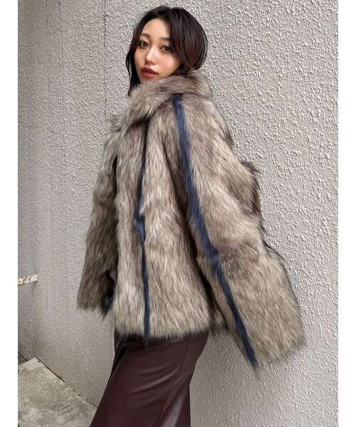 murua フェイクファーラインジャケット フェイクファーラインジャガードコート（ステンカラーコート）｜MURUA