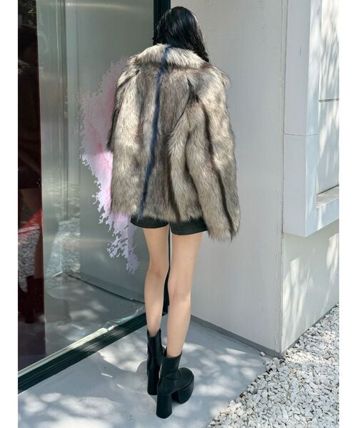 MURUA(ムルーア) フェイクファーラインジャガードコート セール】フェイクファーラインジャガードコート（ステンカラーコート