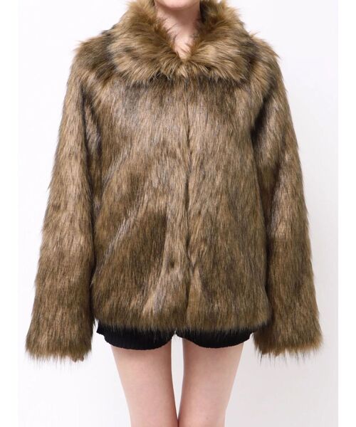 MURUA(ムルーア) フェイクファーラインジャガードコート フェイクファーラインジャガードコート（ステンカラーコート）｜MURUA