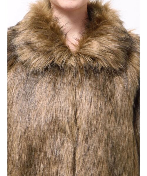 セール】フェイクファーラインジャガードコート（ステンカラーコート