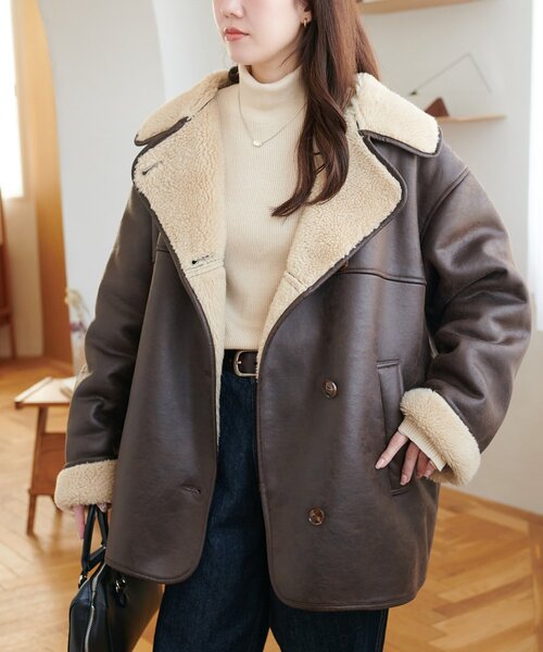 フェイクムートンミドルコート（ムートンコート）｜DISCOAT（ディス