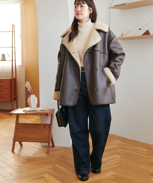 フェイクムートンミドルコート（ムートンコート）｜DISCOAT（ディス