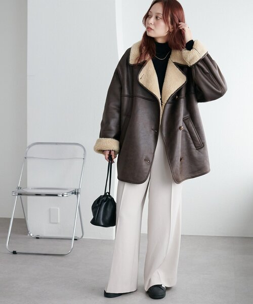 フェイクムートンミドルコート（ムートンコート）｜DISCOAT（ディス