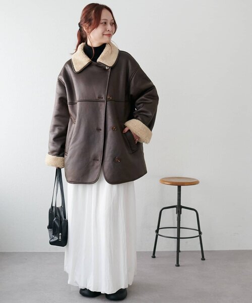 フェイクムートンミドルコート（ムートンコート）｜DISCOAT（ディス