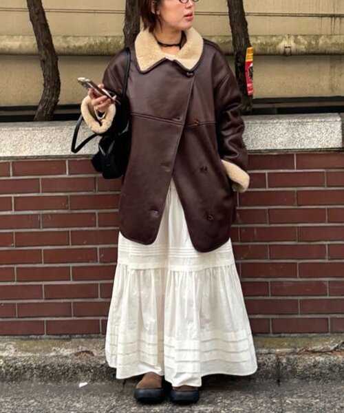 フェイクムートンミドルコート（ムートンコート）｜DISCOAT（ディス