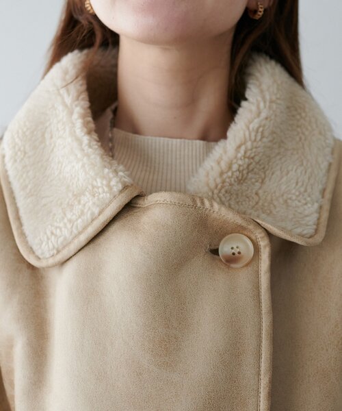 DISCOAT（ディスコート）の「フェイクムートンミドルコート（ムートンコート・レディース・ブラウン/ベージュ・FREE）」の11枚目の写真