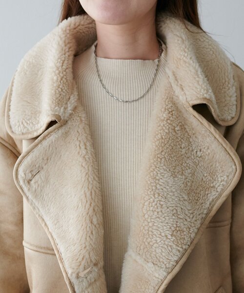 DISCOAT（ディスコート）の「フェイクムートンミドルコート（ムートンコート・レディース・ブラウン/ベージュ・FREE）」の10枚目の写真