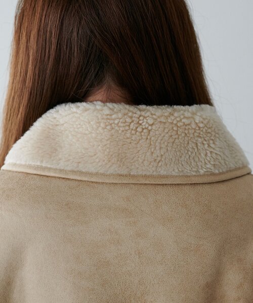DISCOAT（ディスコート）の「フェイクムートンミドルコート（ムートンコート・レディース・ブラウン/ベージュ・FREE）」の6枚目の写真