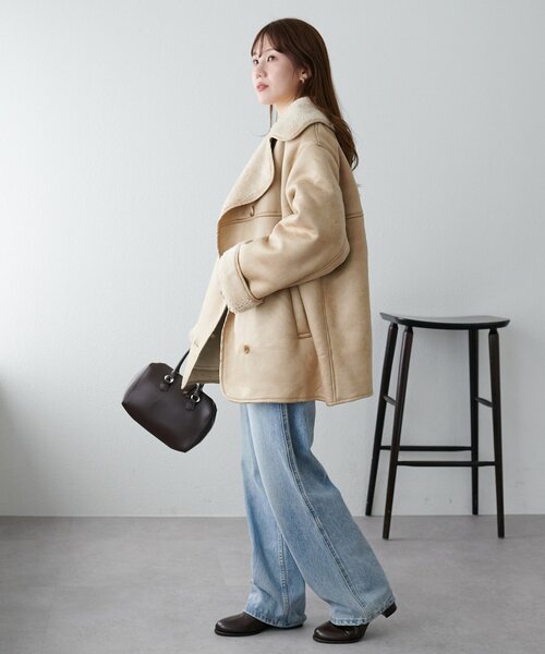 DISCOAT（ディスコート）の「フェイクムートンミドルコート（ムートンコート・レディース・ブラウン/ベージュ・FREE）」の20枚目の写真