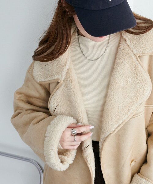 DISCOAT（ディスコート）の「フェイクムートンミドルコート（ムートンコート・レディース・ブラウン/ベージュ・FREE）」の16枚目の写真
