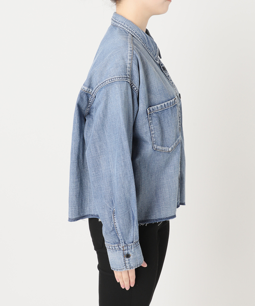 追加3》ライトオンスデニムクロップドシャツ（シャツ/ブラウス