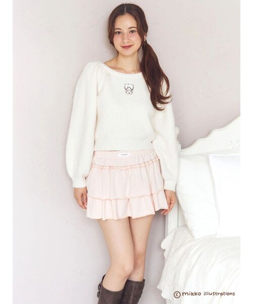 CALNAMUR(カルナムール)の「【mikkoコラボ】ボリュームスリーブコンパクトニット(ニット/セーター・レディース・ベージュ/ホワイト/レッド・FREE)」の15枚目の写真