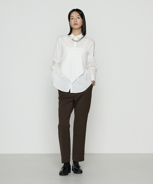 COMME CA（コムサ）の「コットンナイロンシャンブレー カーチフ付きシャツ（シャツ/ブラウス・レディース・ホワイト/サックスブルー/ベージュ系その他・9号）」の4枚目の写真