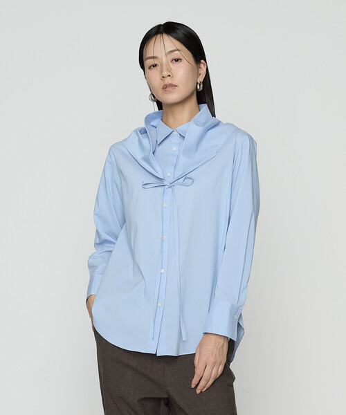 COMME CA（コムサ）の「コットンナイロンシャンブレー カーチフ付きシャツ（シャツ/ブラウス・レディース・ホワイト/サックスブルー/ベージュ系その他・9号）」の11枚目の写真