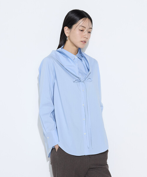 COMME CA（コムサ）の「コットンナイロンシャンブレー カーチフ付きシャツ（シャツ/ブラウス・レディース・ホワイト/サックスブルー/ベージュ系その他・9号）」の3枚目の写真