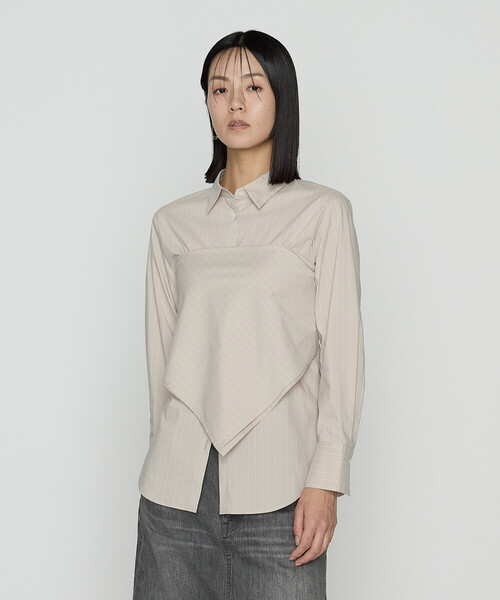 COMME CA(コムサ)の「コットンナイロンシャンブレー カーチフ付きシャツ(シャツ/ブラウス・レディース・ホワイト/サックスブルー/ベージュ系その他・9号)」の5枚目の写真