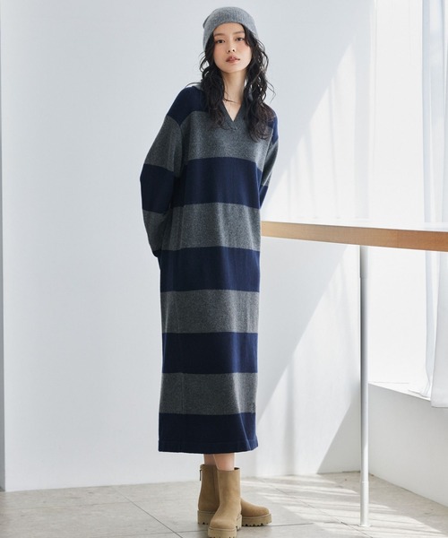 BARNYARDSTORM（バンヤードストーム）の「BARNYARDSTORM / エアヤーン襟付きニットワンピース（ワンピース・レディース・グレー/グレー系その他・FREE）」の2枚目の写真