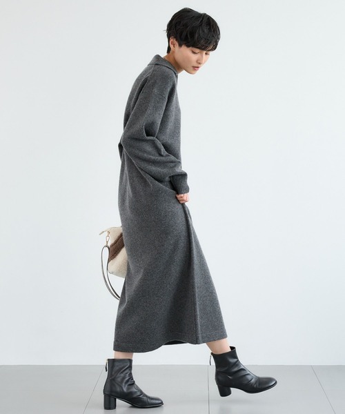 BARNYARDSTORM（バンヤードストーム）の「BARNYARDSTORM / エアヤーン襟付きニットワンピース（ワンピース・レディース・グレー/グレー系その他・FREE）」の4枚目の写真