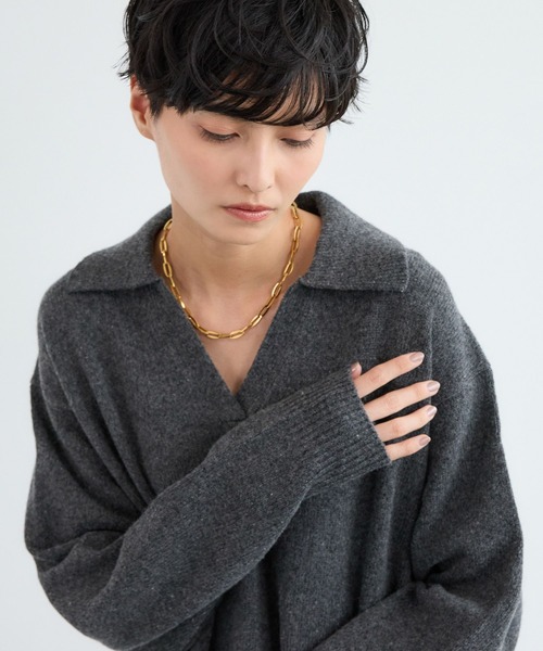 BARNYARDSTORM（バンヤードストーム）の「BARNYARDSTORM / エアヤーン襟付きニットワンピース（ワンピース・レディース・グレー/グレー系その他・FREE）」の6枚目の写真