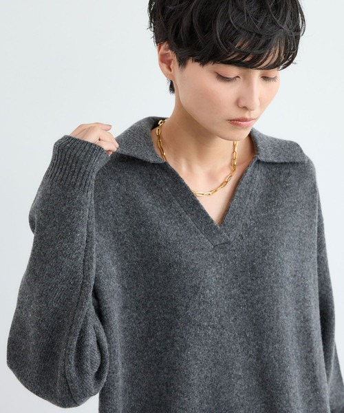 BARNYARDSTORM（バンヤードストーム）の「BARNYARDSTORM / エアヤーン襟付きニットワンピース（ワンピース・レディース・グレー/グレー系その他・FREE）」の9枚目の写真