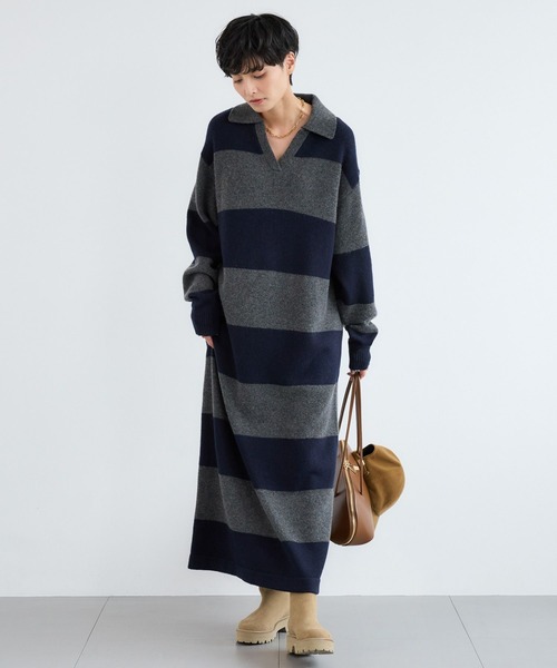 BARNYARDSTORM（バンヤードストーム）の「BARNYARDSTORM / エアヤーン襟付きニットワンピース（ワンピース・レディース・グレー/グレー系その他・FREE）」の10枚目の写真