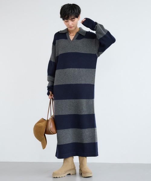 BARNYARDSTORM（バンヤードストーム）の「BARNYARDSTORM / エアヤーン襟付きニットワンピース（ワンピース・レディース・グレー/グレー系その他・FREE）」の12枚目の写真