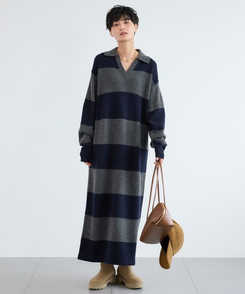 BARNYARDSTORM（バンヤードストーム）の「BARNYARDSTORM / エアヤーン襟付きニットワンピース（ワンピース・レディース・グレー/グレー系その他・FREE）」の14枚目の写真