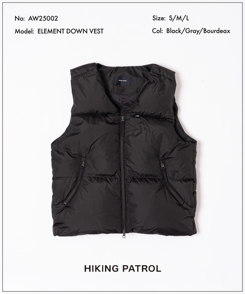 セール】HIKING PATROL (ハイキング・パトロール) ELEMENT DOWN VEST