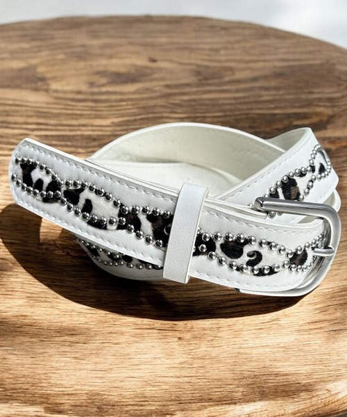 セール】ハラコ調 レザー スタッズ ベルト（ベルト）｜Port（ポート