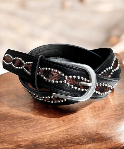 セール】ハラコ調 レザー スタッズ ベルト（ベルト）｜Port（ポート