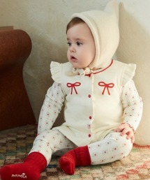 【リバーシブル】リボンロゼットガーデンパデットベスト