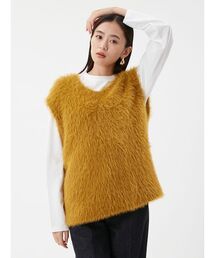 Mila Owen | Vネックシャギーニットベスト(ベスト)