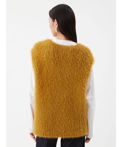 Mila Owen（ミラオーウェン）の「Vネックシャギーニットベスト（ベスト・レディース・マスタード/アイボリー/ブラック・F）」の9枚目の写真