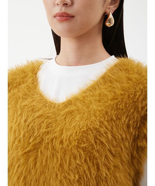 Mila Owen（ミラオーウェン）の「Vネックシャギーニットベスト（ベスト・レディース・マスタード/アイボリー/ブラック・F）」の10枚目の写真