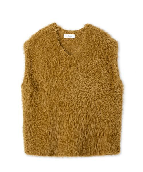 Mila Owen（ミラオーウェン）の「Vネックシャギーニットベスト（ベスト・レディース・マスタード/アイボリー/ブラック・F）」の15枚目の写真