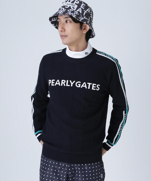 PEARLY GATES パーリーゲイツ　クルーネック　セーター 12G地柄クルーネックニットプルオーバー（ニット⁄セーター）｜PEARLY