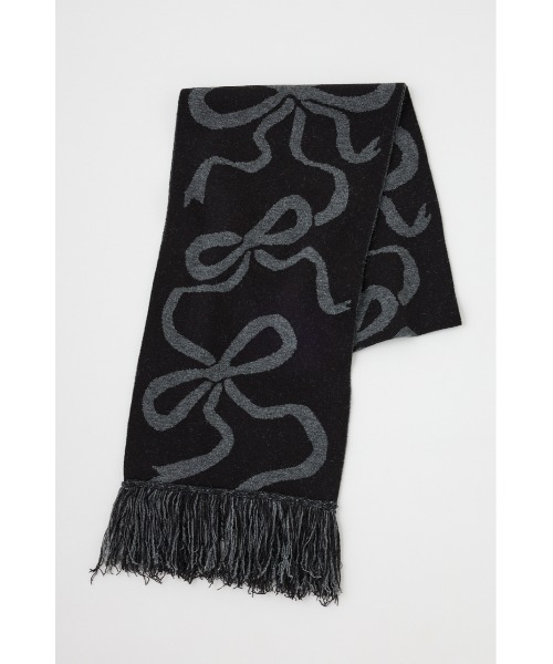 SLY（スライ）の「RIBBON JQ MUFFLER リボン ジャガード マフラー 秋服 冬服（マフラー・レディース・ブラック/レッド・FREE）」の3枚目の写真