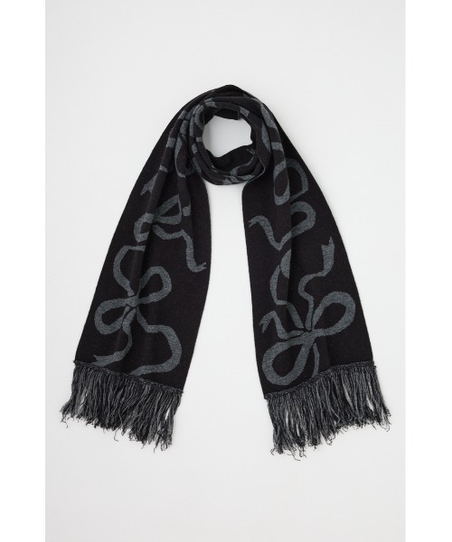 SLY（スライ）の「RIBBON JQ MUFFLER リボン ジャガード マフラー 秋服 冬服（マフラー・レディース・ブラック/レッド・FREE）」の4枚目の写真