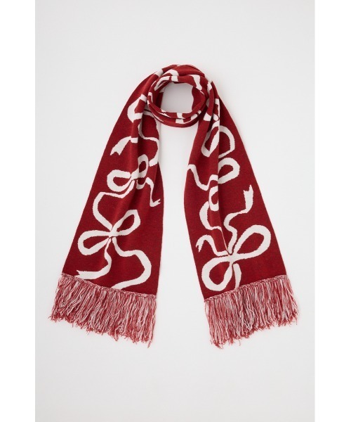 SLY（スライ）の「RIBBON JQ MUFFLER リボン ジャガード マフラー 秋服 冬服（マフラー・レディース・ブラック/レッド・FREE）」の9枚目の写真