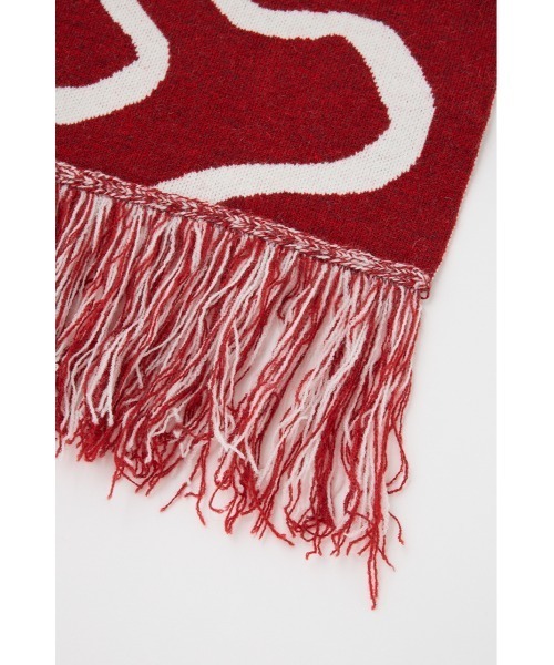 SLY（スライ）の「RIBBON JQ MUFFLER リボン ジャガード マフラー 秋服 冬服（マフラー・レディース・ブラック/レッド・FREE）」の10枚目の写真